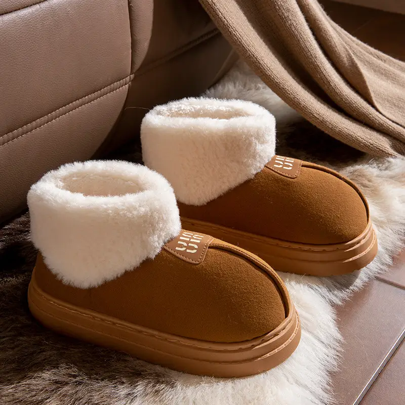 Waterproof Cotton Slippers for Women, Autumn and Winter, Closed Heel, Indoor Home Use, Non-Slip, Thick-Soled, Warm, Fleece-Lined Cotton Shoes for Women, Suitable for Outdoor Wear - Image 7