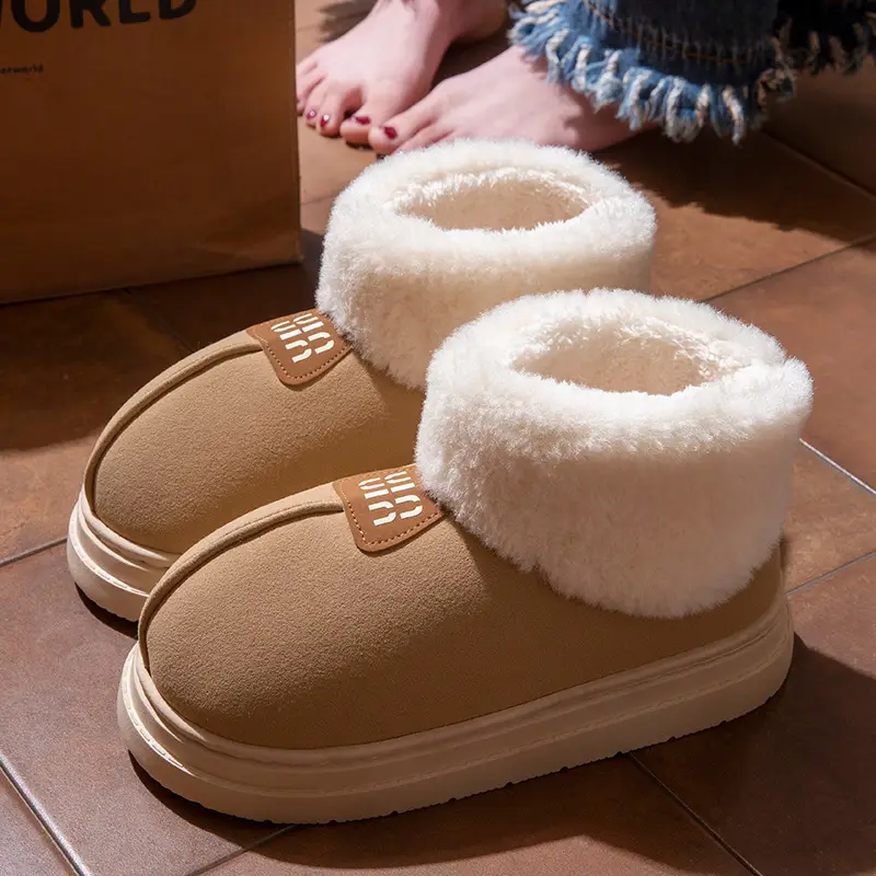 Waterproof Cotton Slippers for Women, Autumn and Winter, Closed Heel, Indoor Home Use, Non-Slip, Thick-Soled, Warm, Fleece-Lined Cotton Shoes for Women, Suitable for Outdoor Wear - Image 2