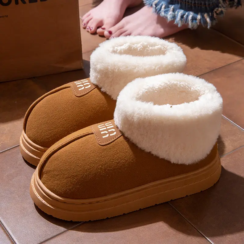 Waterproof Cotton Slippers for Women, Autumn and Winter, Closed Heel, Indoor Home Use, Non-Slip, Thick-Soled, Warm, Fleece-Lined Cotton Shoes for Women, Suitable for Outdoor Wear - Image 3