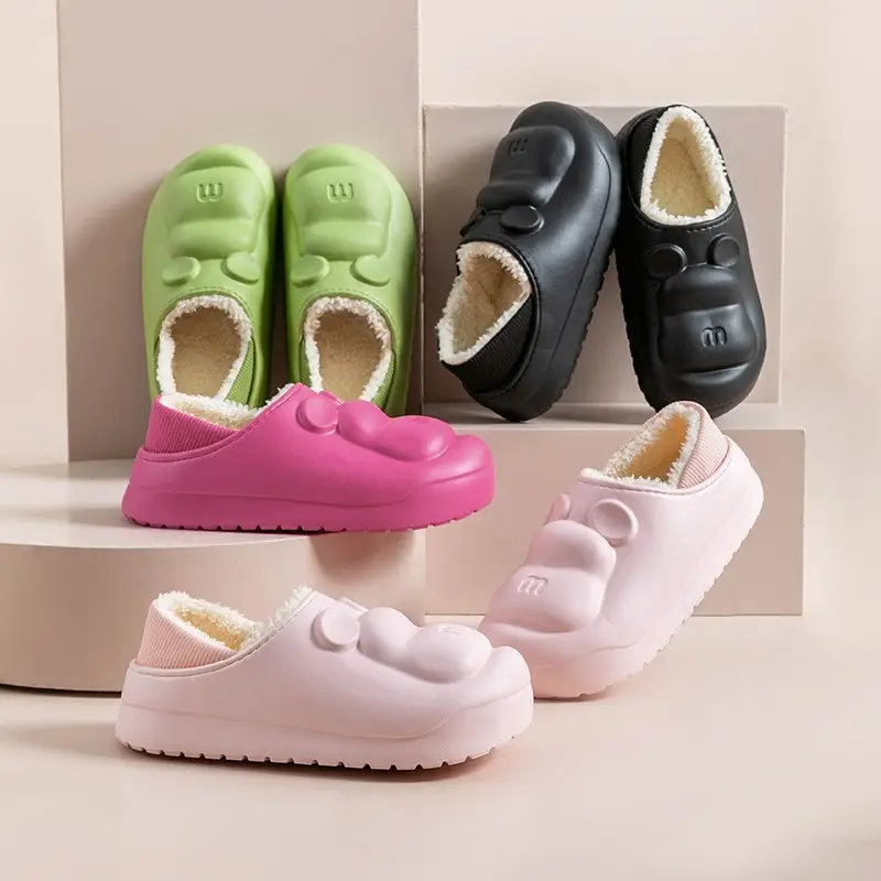 Pink Waterproof Couple Cotton Slippers for Women - Image 5