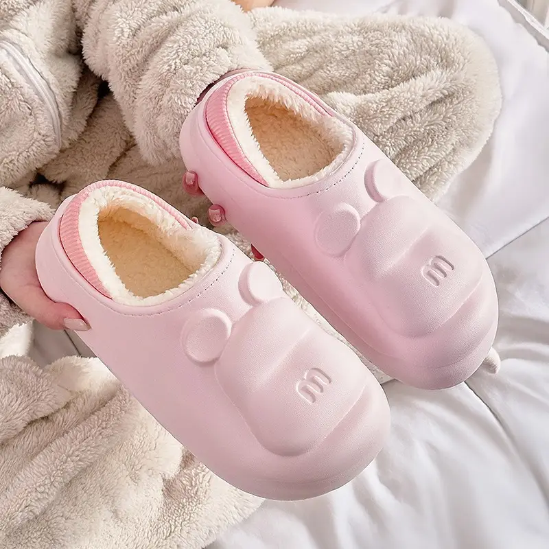 Pink Waterproof Couple Cotton Slippers for Women - Image 7