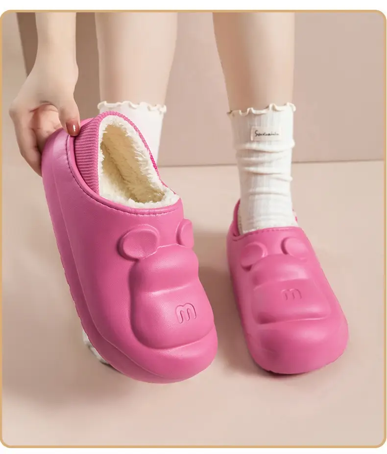 Pink Waterproof Couple Cotton Slippers for Women — feature 14