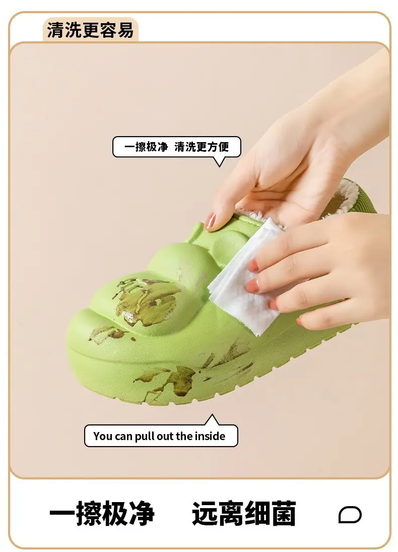 Pink Waterproof Couple Cotton Slippers for Women — feature 8