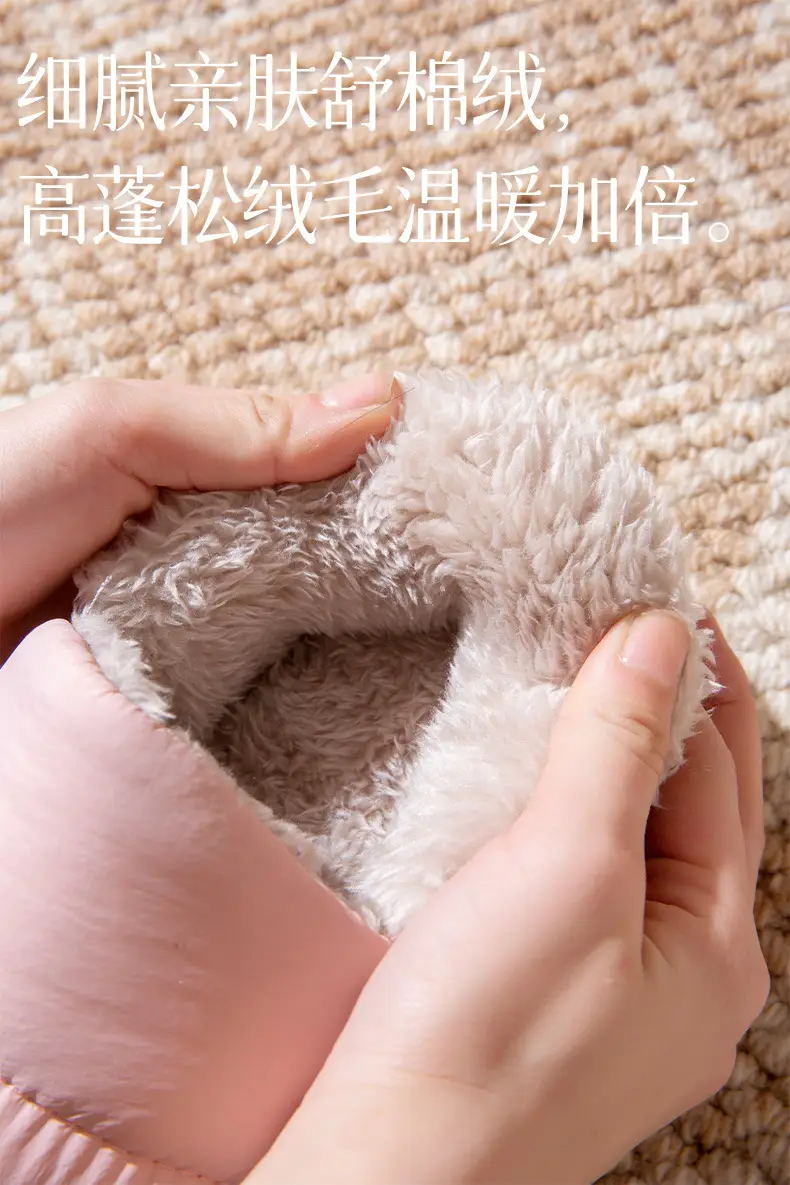 Women Winter Warm Cotton Slippers Grey Thick Soled — feature 3
