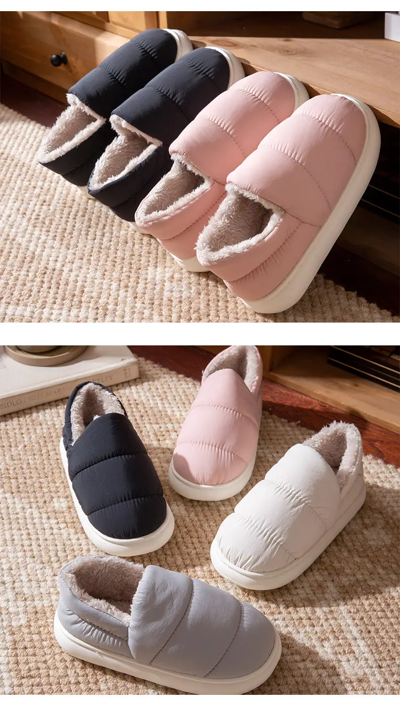 Women Winter Warm Cotton Slippers Grey Thick Soled — feature 8