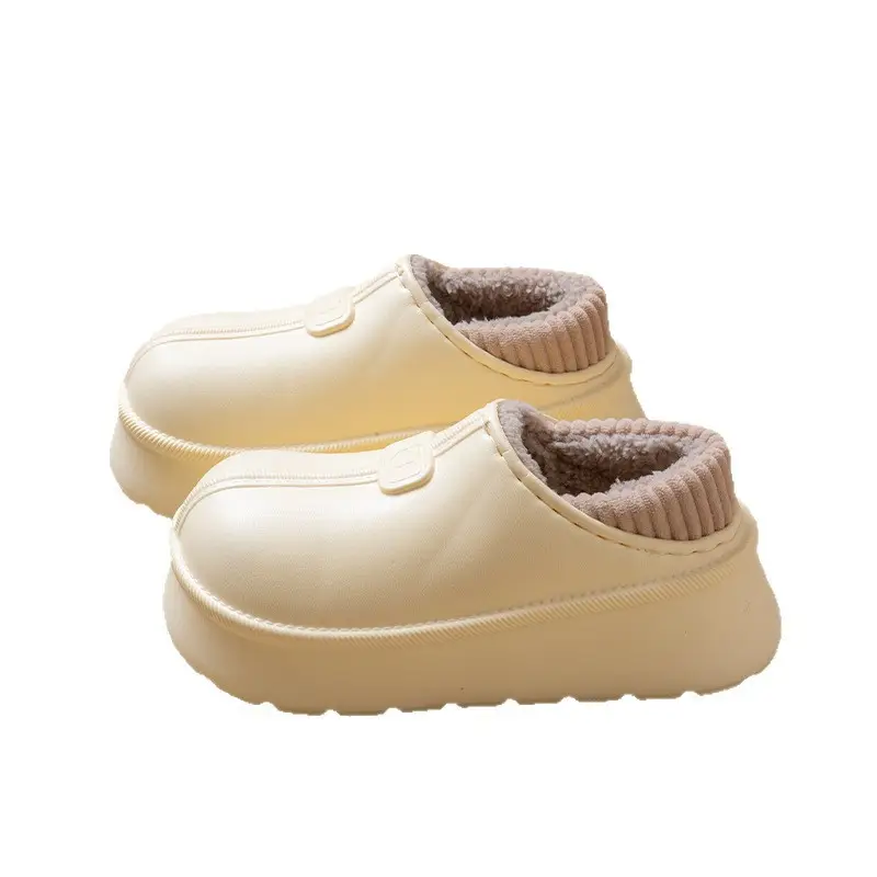 Women Winter Fleece Lined Slip-On Shoes Cream - Image 8