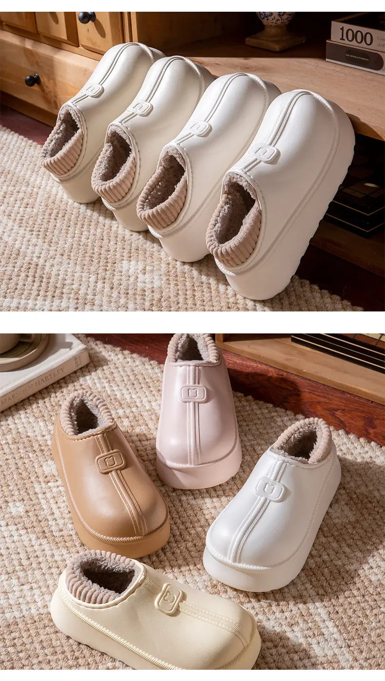 Women Winter Fleece Lined Slip-On Shoes Cream — feature 8