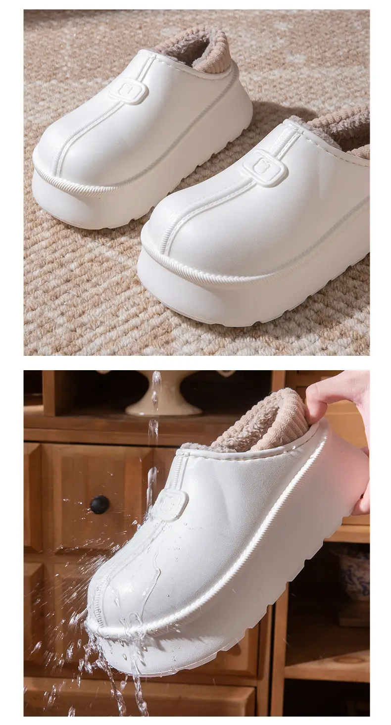 Women Winter Fleece Lined Slip-On Shoes Cream — feature 9