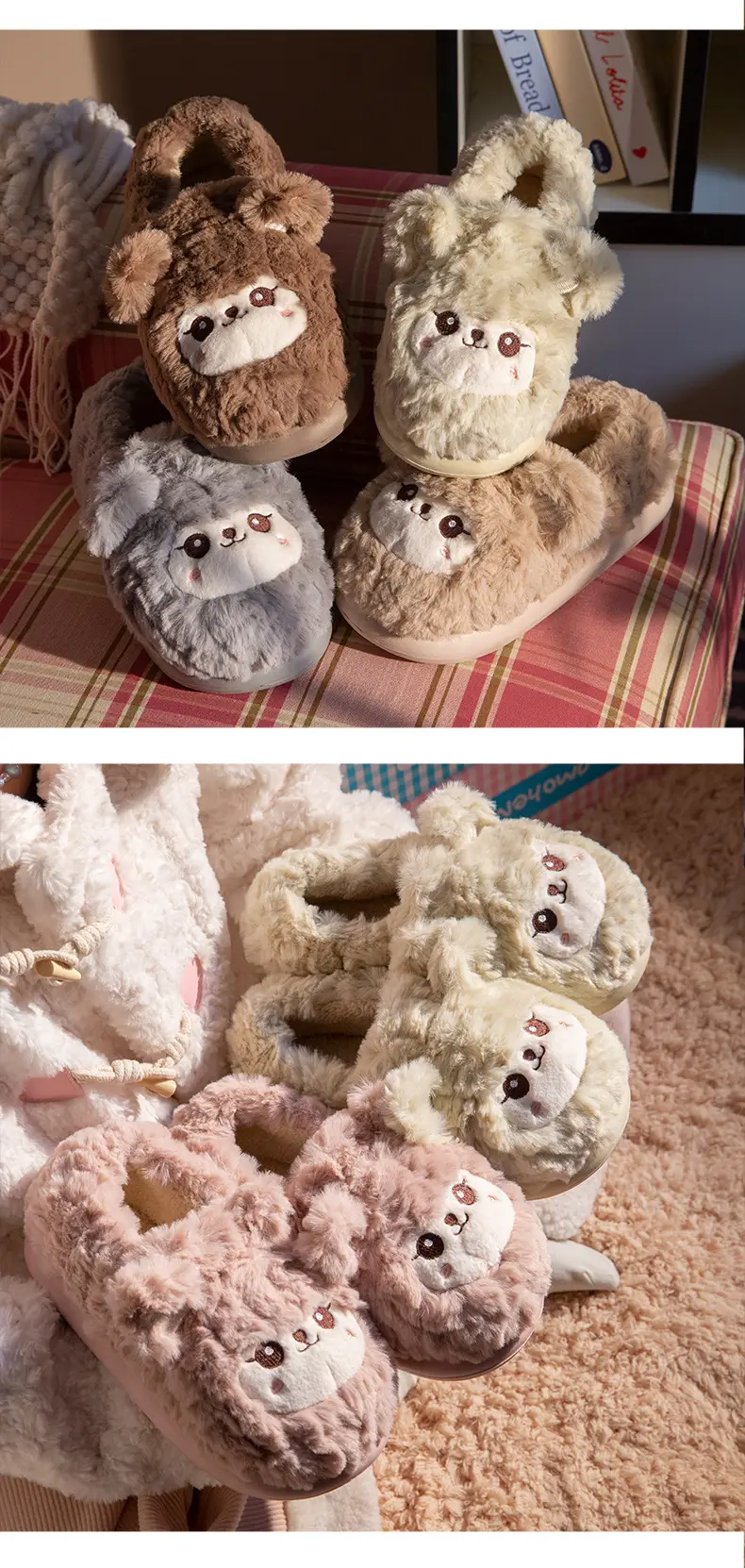 Furry Slippers for Women Winter Warm Fleece Lined — feature 5