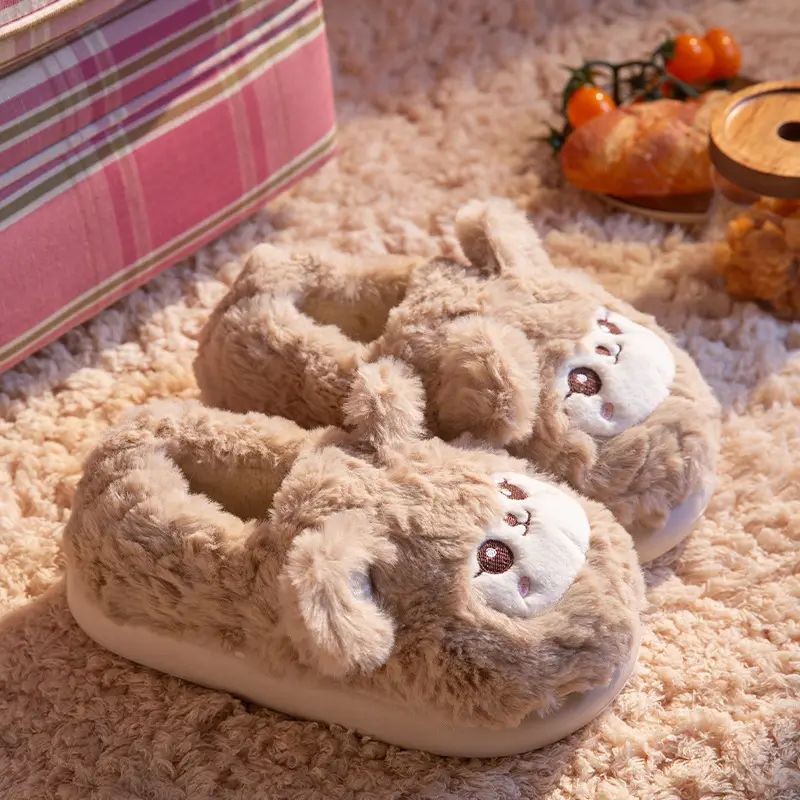 Furry Slippers for Women Winter Warm Fleece Lined