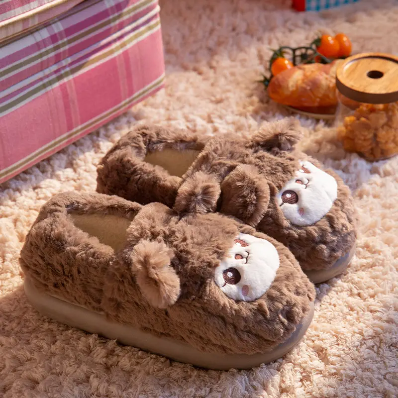 Furry Slippers for Women Winter Warm Fleece Lined
