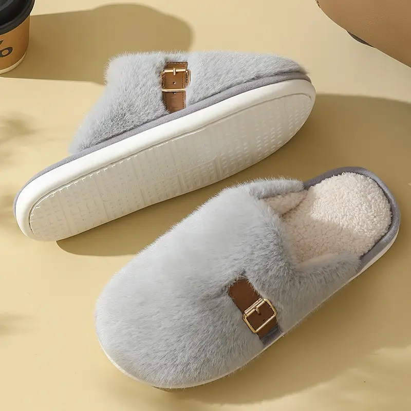 Silent Cotton Slippers for Women Autumn and Winter 2025 New Plush Warm Indoor Home Non-Slip Couple Home Cotton Slippers - Image 7