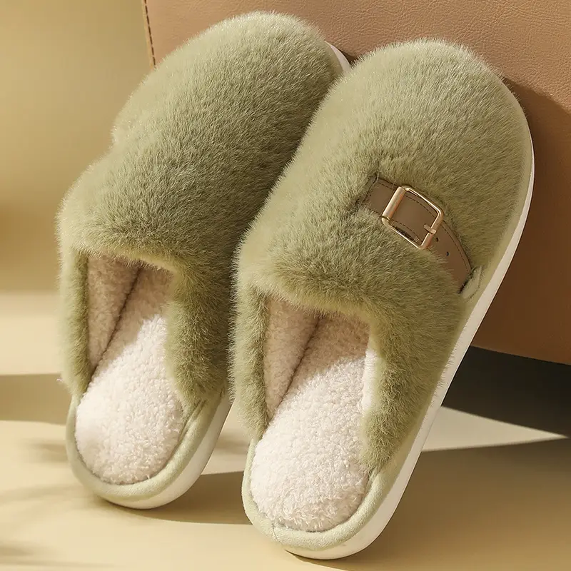 Silent Cotton Slippers for Women Autumn and Winter 2025 New Plush Warm Indoor Home Non-Slip Couple Home Cotton Slippers - Image 8