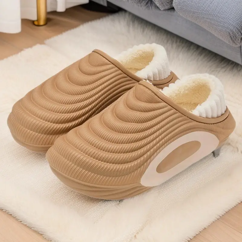 Waterproof Cotton Slippers for Men Women Winter Indoor Non-Slip