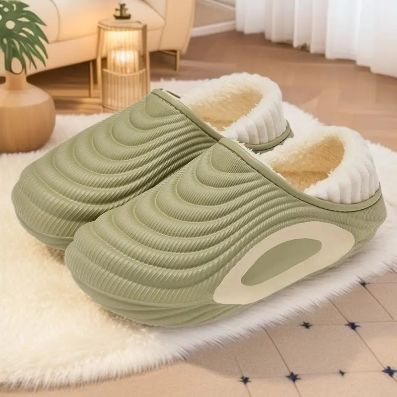 Waterproof Cotton Slippers for Men Women Winter Indoor Non-Slip