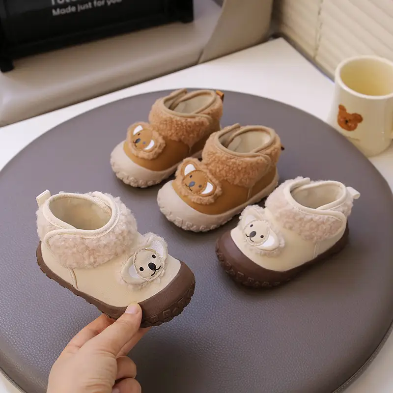 One-Year-Old Baby Snow Boots Winter Baby Cotton Shoes Soft Sole Toddler Shoes 3-6-12 Months Infant Fleece-Lined Warm Shoes - Image 4