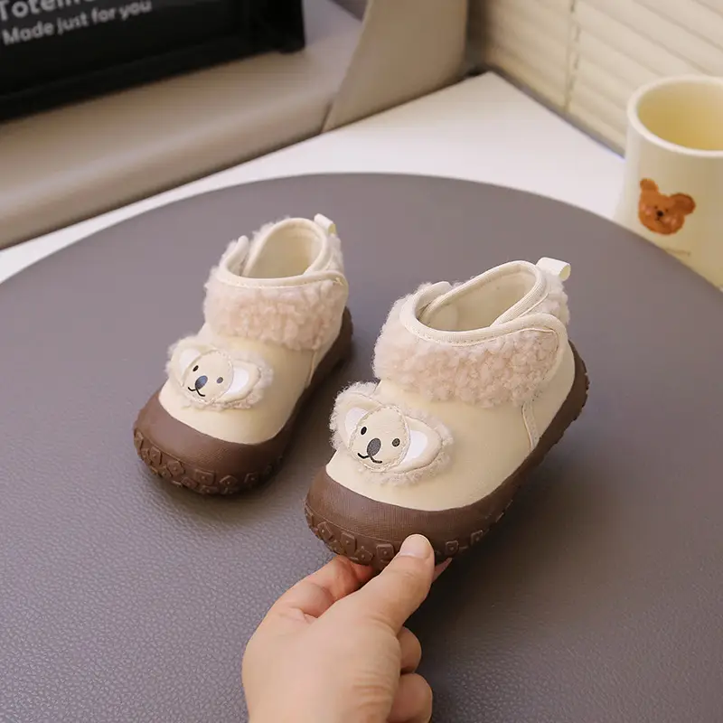 One-Year-Old Baby Snow Boots Winter Baby Cotton Shoes Soft Sole Toddler Shoes 3-6-12 Months Infant Fleece-Lined Warm Shoes - Image 5