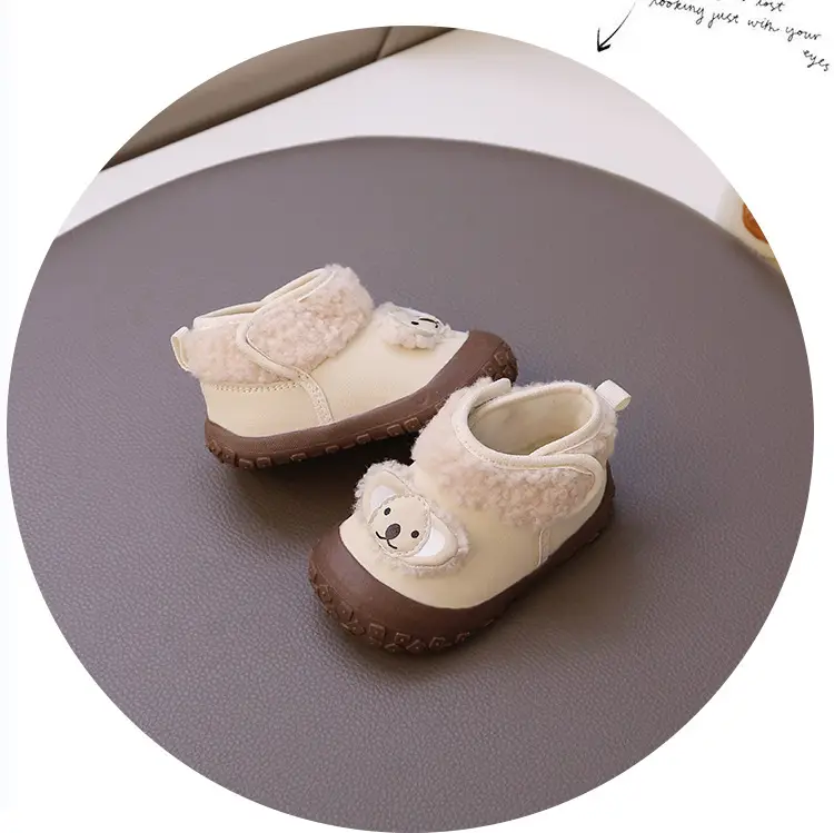 One-Year-Old Baby Snow Boots Winter Baby Cotton Shoes Soft Sole Toddler Shoes 3-6-12 Months Infant Fleece-Lined Warm Shoes — feature 12