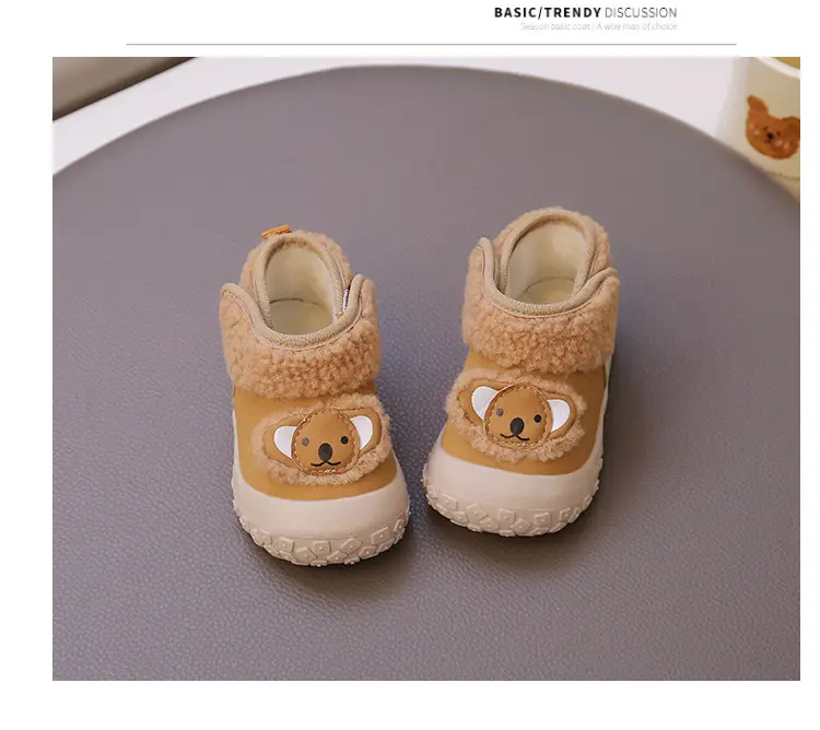 One-Year-Old Baby Snow Boots Winter Baby Cotton Shoes Soft Sole Toddler Shoes 3-6-12 Months Infant Fleece-Lined Warm Shoes — feature 16