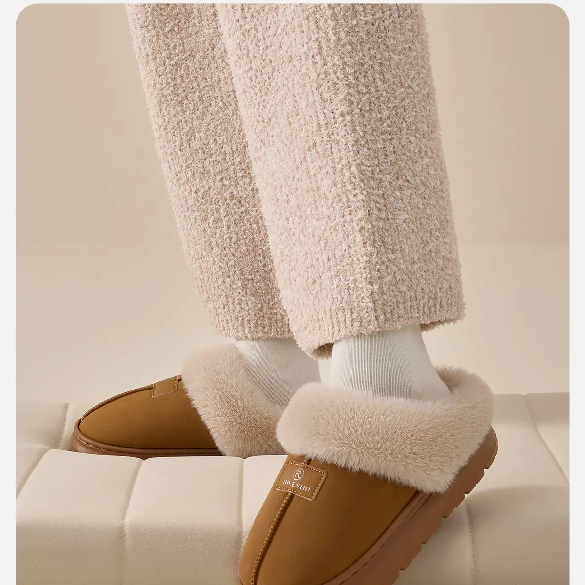 Women's Winter Warm Antibacterial Slippers Brown — feature 15
