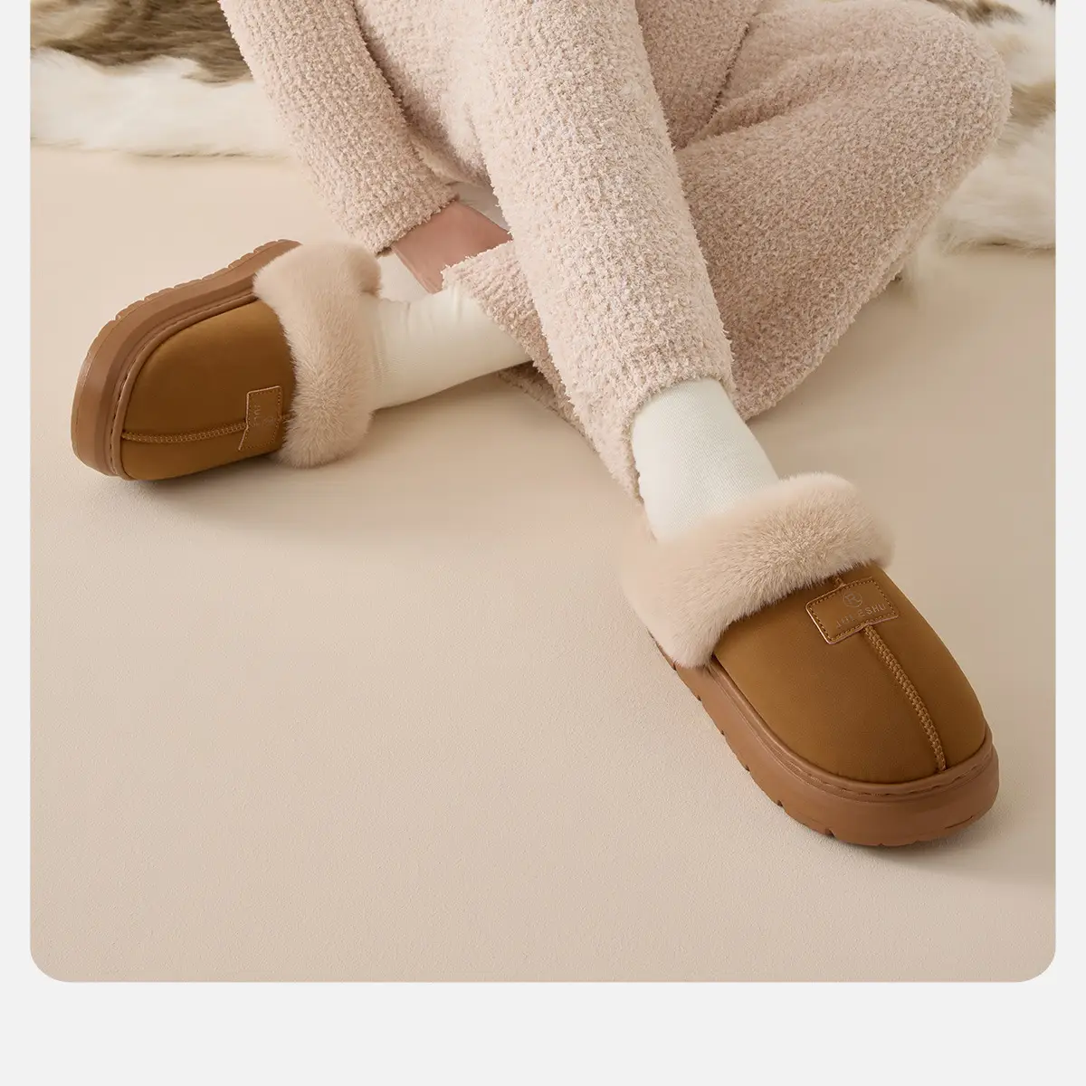 Women's Winter Warm Antibacterial Slippers Brown — feature 19