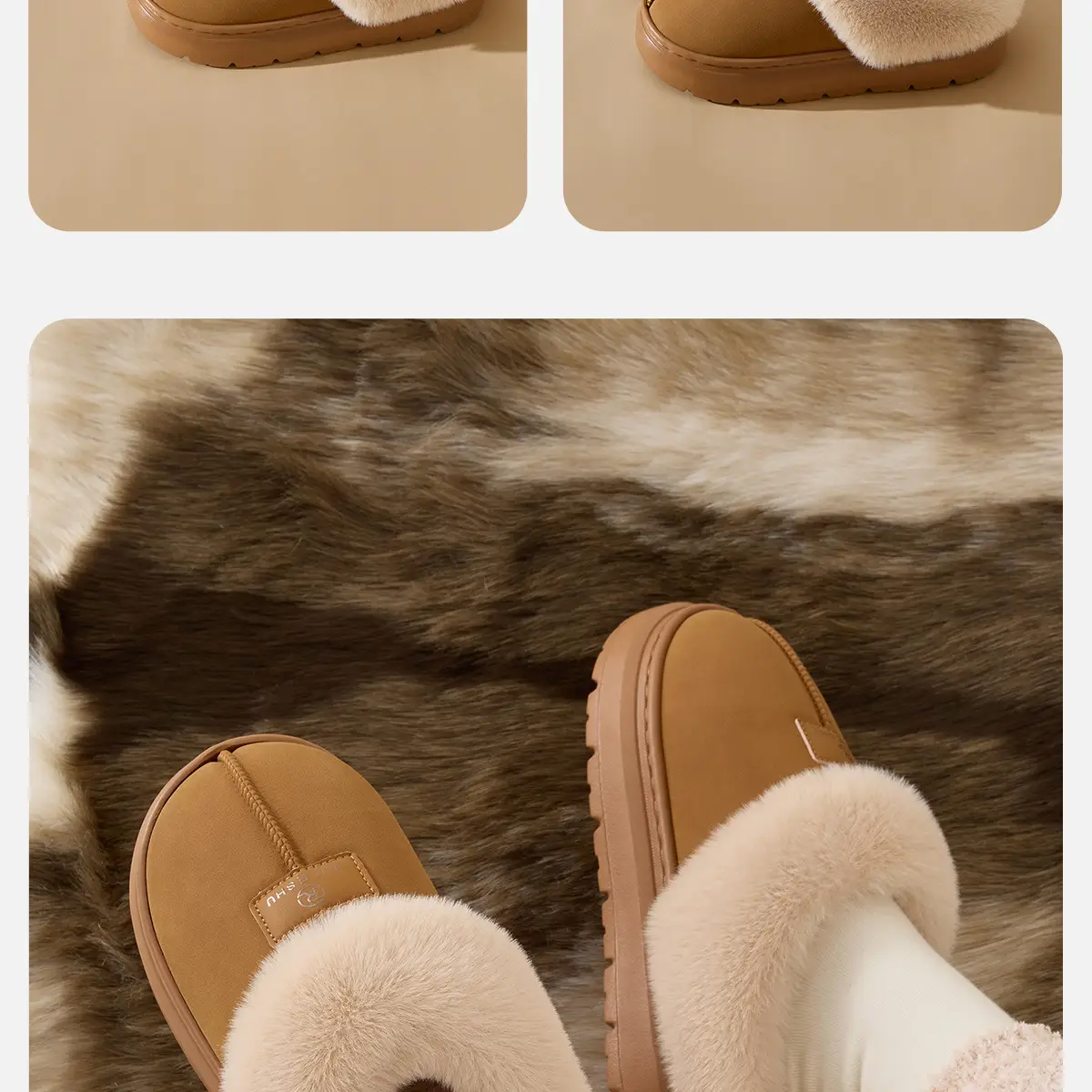 Women's Winter Warm Antibacterial Slippers Brown — feature 22