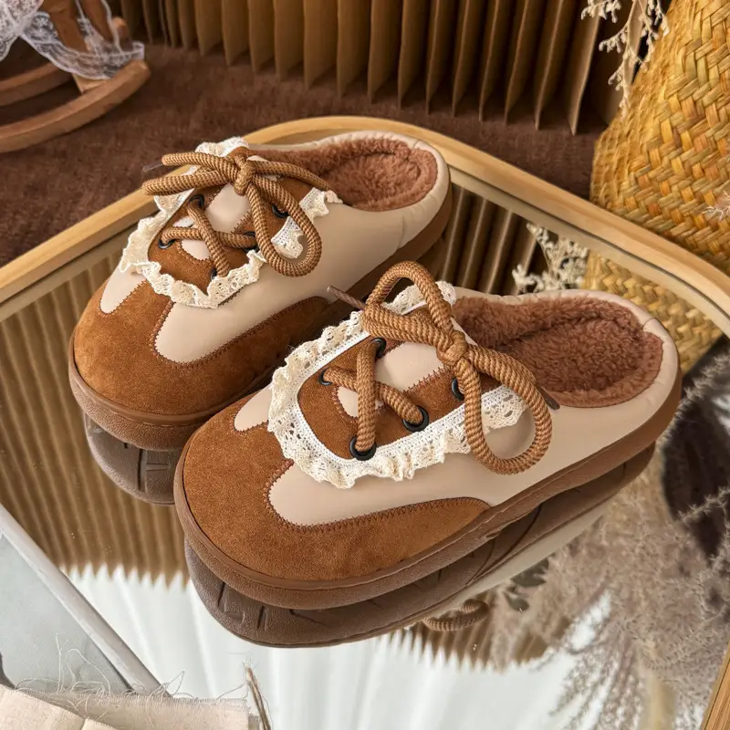 Girls' Cotton Slippers, Women's Winter Cotton Slippers, Soft-Soled, Comfortable, Non-Slip, Warm, Thick-Soled, Winter Home Cotton Slippers - Image 2
