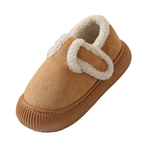 Women Fleece Slip-On Slippers Winter Warm Beige - Image 8