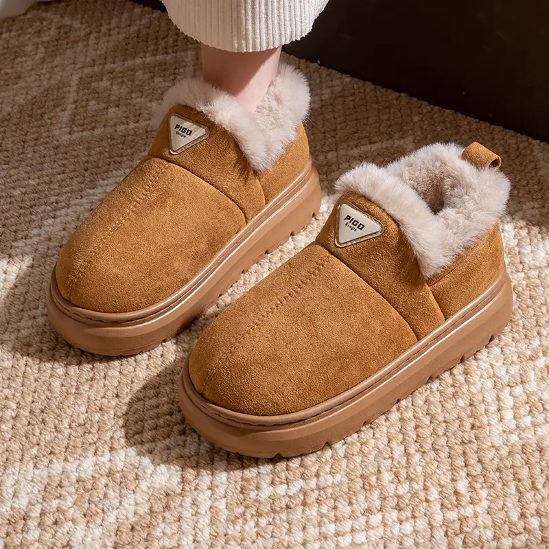 Women Winter Fleece Lined Snow Boots Brown - Image 3