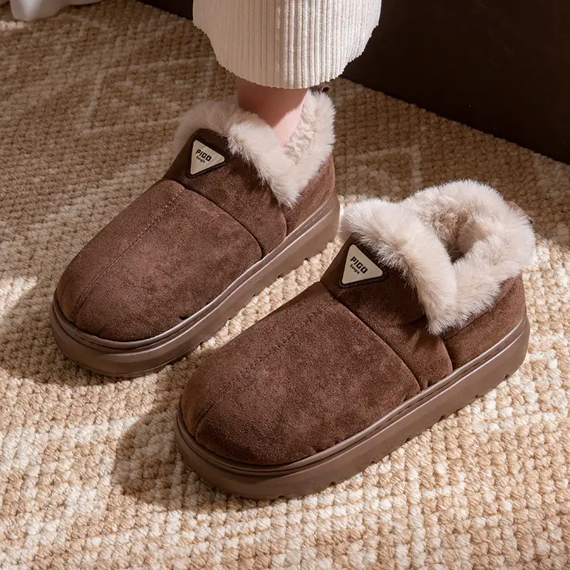 Women Winter Fleece Lined Snow Boots Brown - Image 4