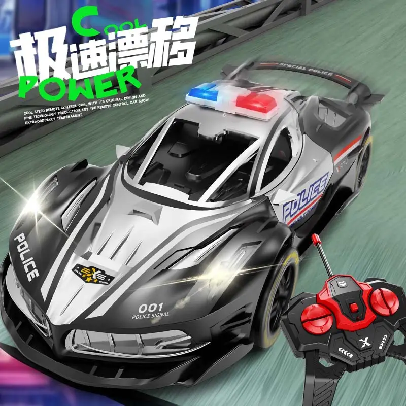 1:22 Rechargeable Remote Control Police Car Electric Double Light Can Drive Door Drift Racing Car 6-12 Years Old Boy Toy Wholesale