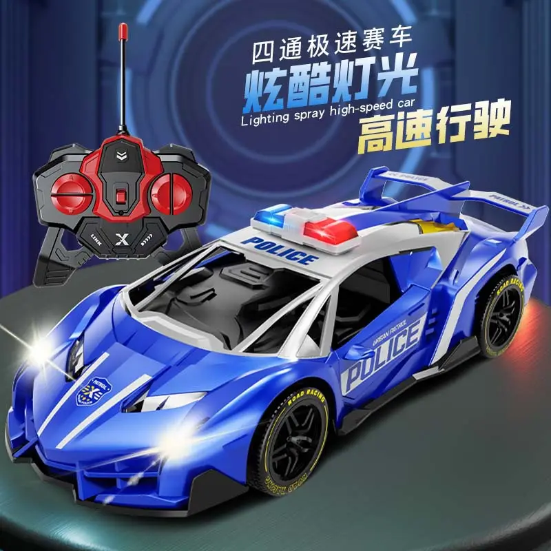1:22 Rechargeable Remote Control Police Car Electric Double Light Can Drive Door Drift Racing Car 6-12 Years Old Boy Toy Wholesale