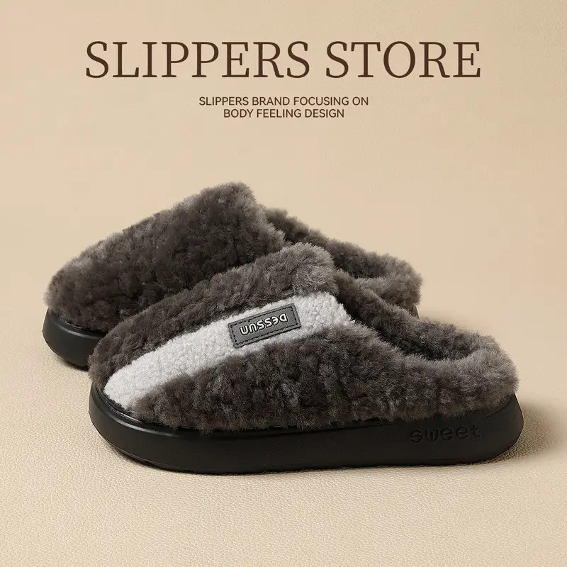 Women's Grey Soft Slippers Winter Warm Non-Slip - Image 5