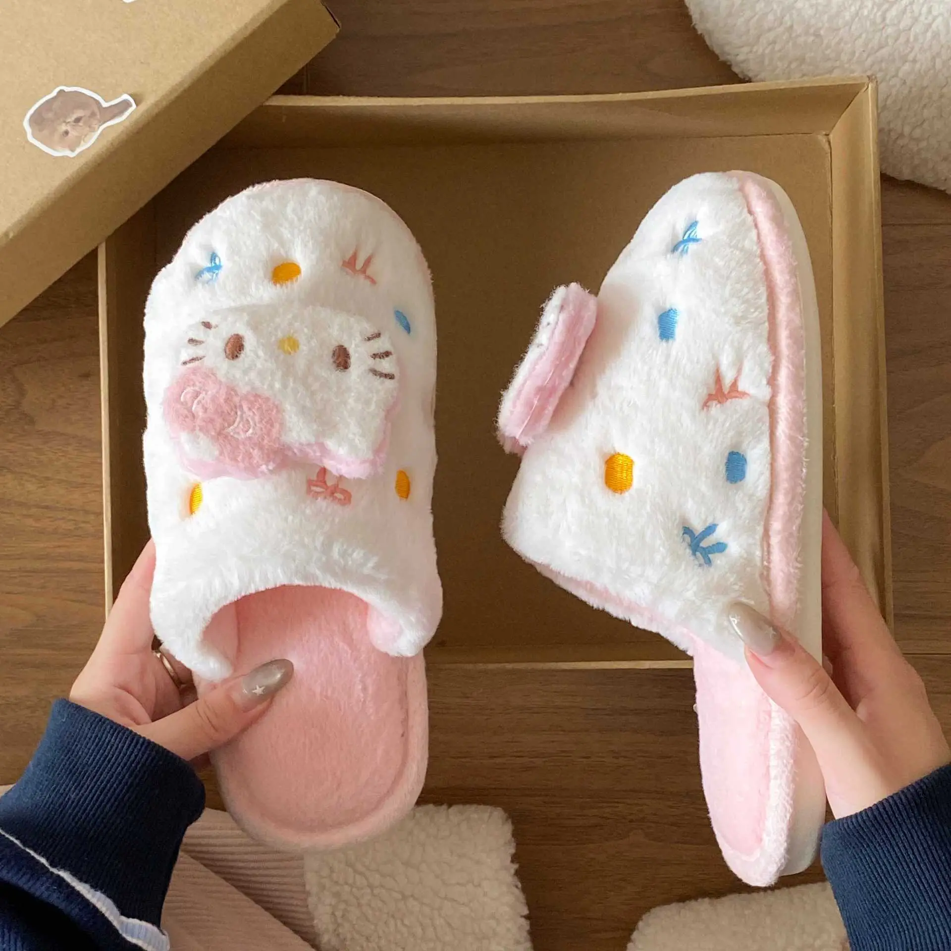 New Arrival Cute Cat Slippers for Women Warm Plush Cotton - Image 3