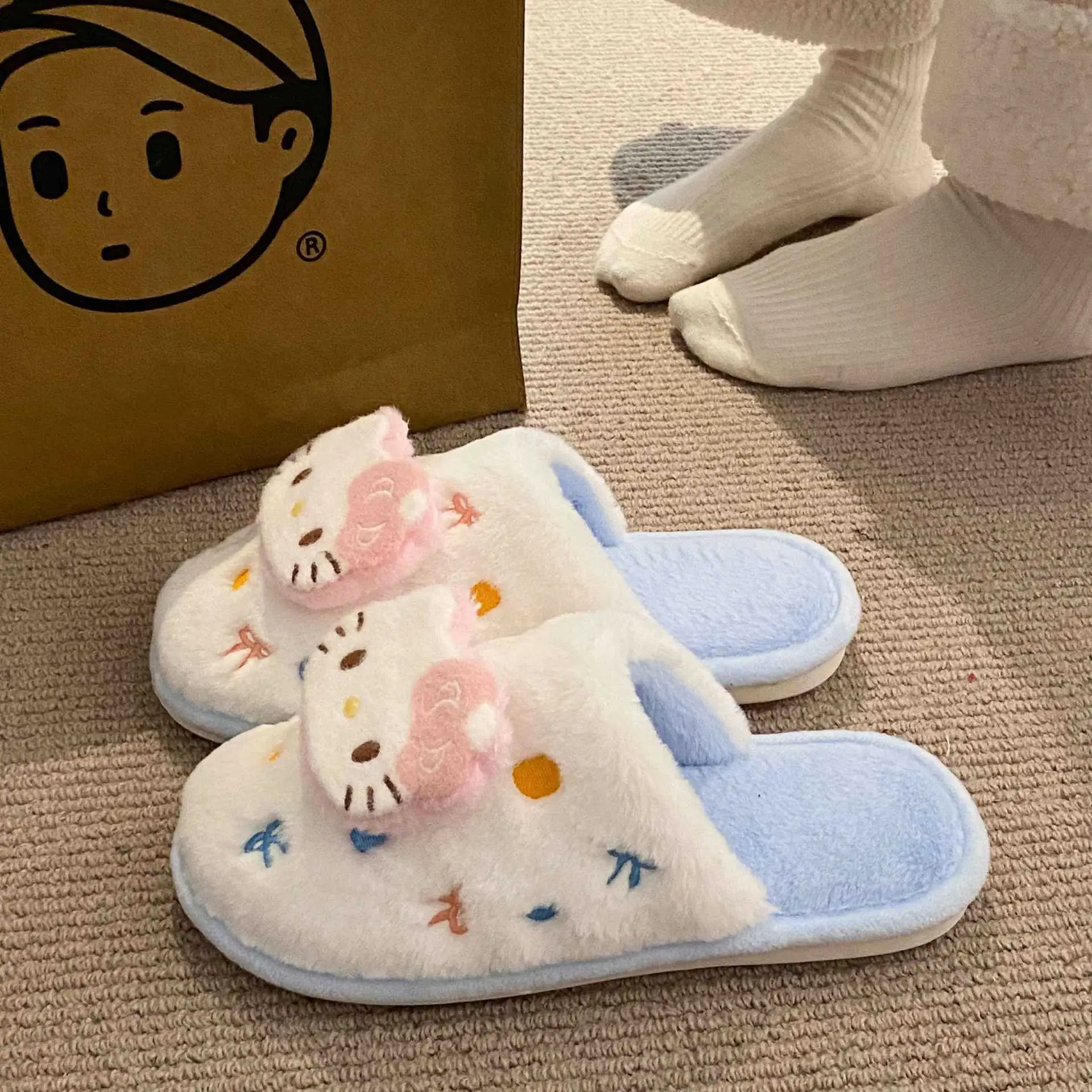 New Arrival Cute Cat Slippers for Women Warm Plush Cotton - Image 5