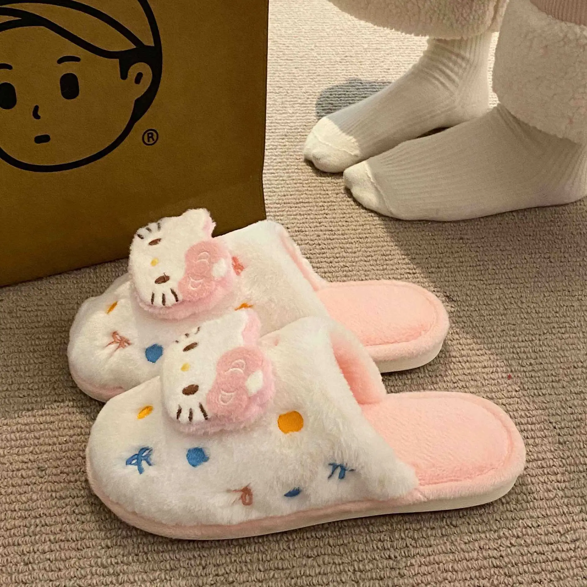 New Arrival Cute Cat Slippers for Women Warm Plush Cotton - Image 6