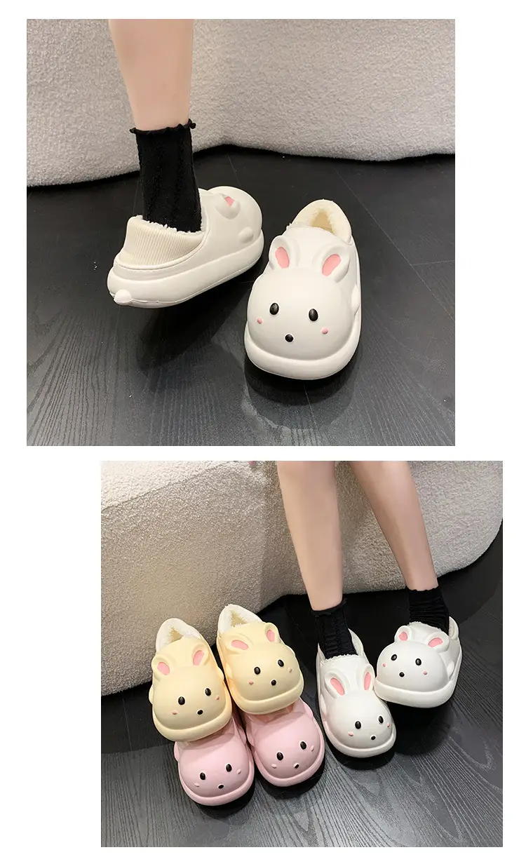 Women's Cute Cartoon Rabbit Cotton Slippers White — feature 11