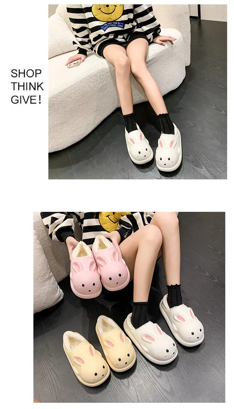 Women's Cute Cartoon Rabbit Cotton Slippers White — feature 15