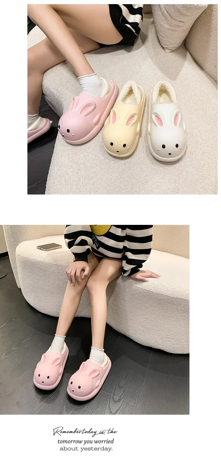 Women's Cute Cartoon Rabbit Cotton Slippers White — feature 19