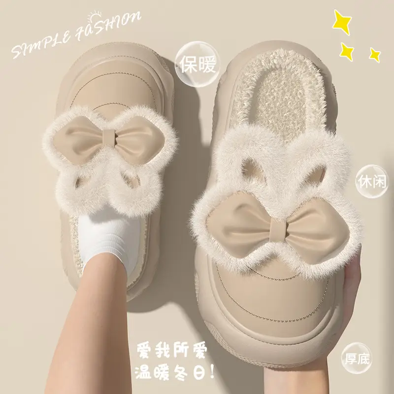 Thick-Soled Waterproof Cotton Slippers for Women for Winter Outer Wear 2025 New Indoor Home Non-Slip Plush Warm Cotton Shoes - Image 6