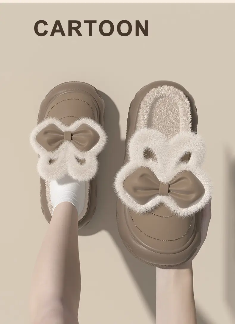 Thick-Soled Waterproof Cotton Slippers for Women for Winter Outer Wear 2025 New Indoor Home Non-Slip Plush Warm Cotton Shoes — feature 3