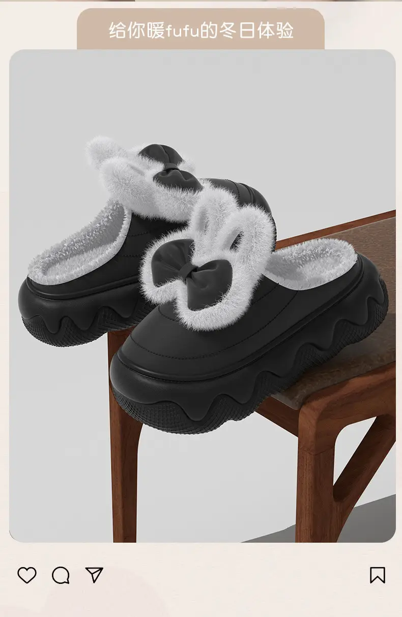 Thick-Soled Waterproof Cotton Slippers for Women for Winter Outer Wear 2025 New Indoor Home Non-Slip Plush Warm Cotton Shoes — feature 4