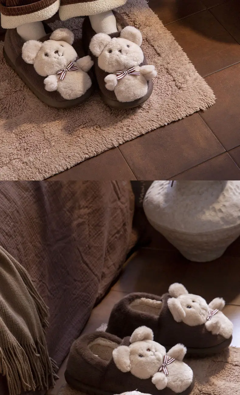 Winter Women's Pink Cartoon Rabbit Slippers Warm Plush — feature 14