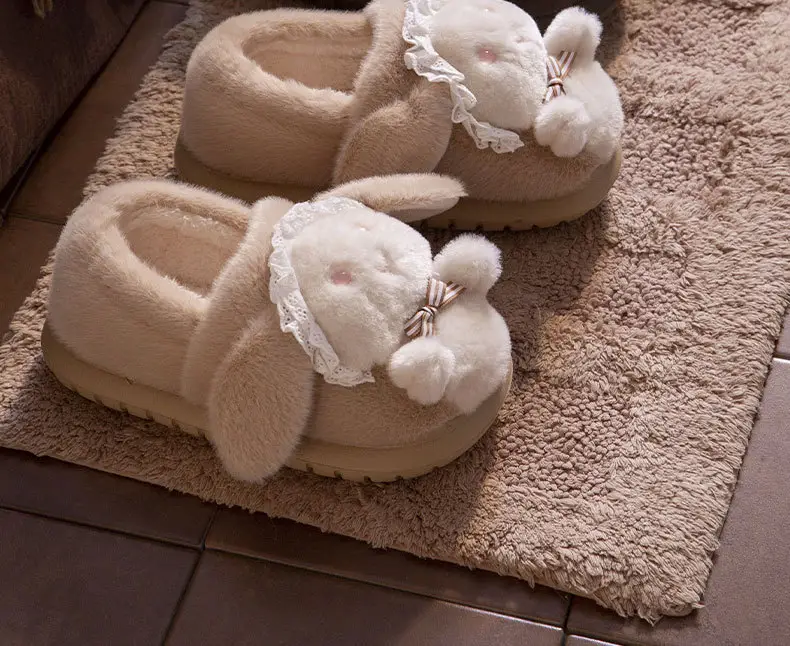 Winter Women's Pink Cartoon Rabbit Slippers Warm Plush — feature 15