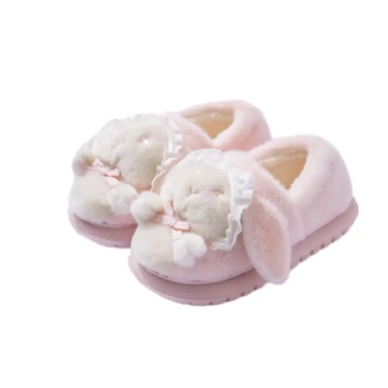 Winter Women's Pink Cartoon Rabbit Slippers Warm Plush