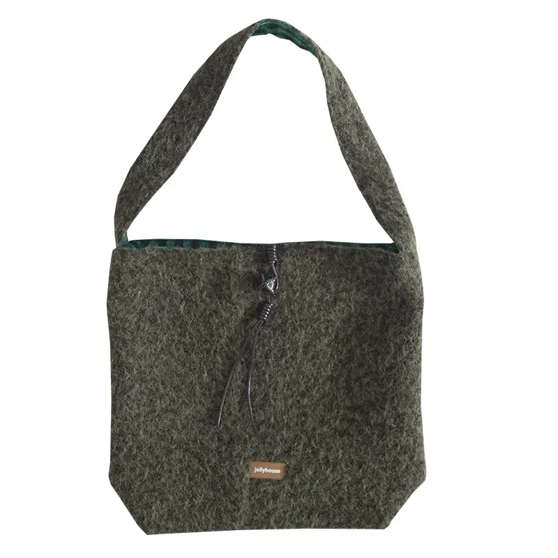 Korean Style Lazy Tote Bag for Women 2024 New Winter Large Capacity Plush One-Shoulder Cross-Body Plaid Versatile Cloth Bag