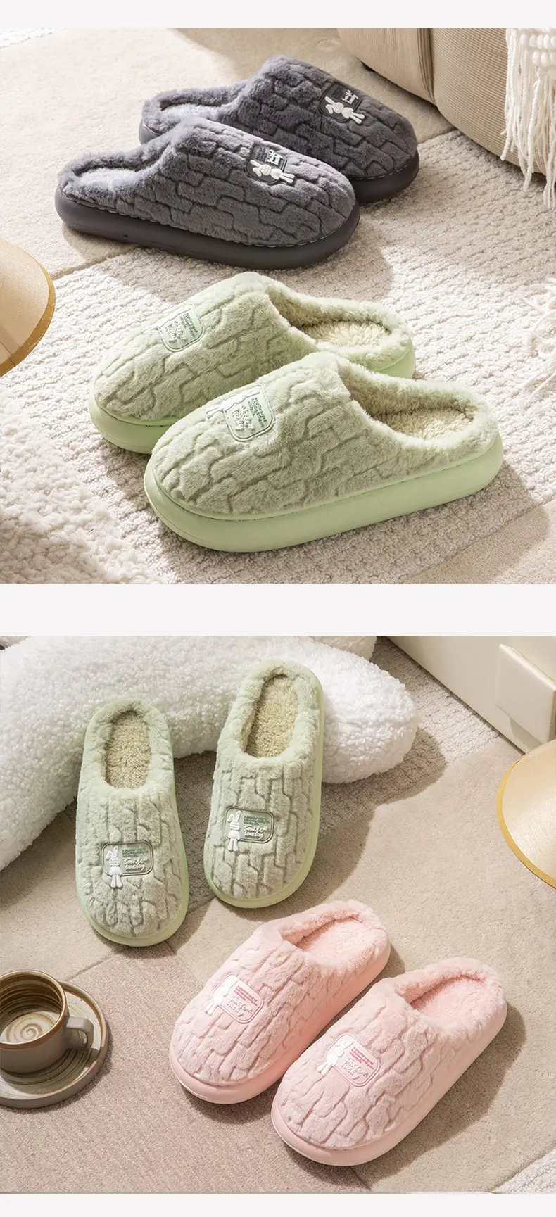 Women Winter Gray Cartoon Rabbit Slippers — feature 8