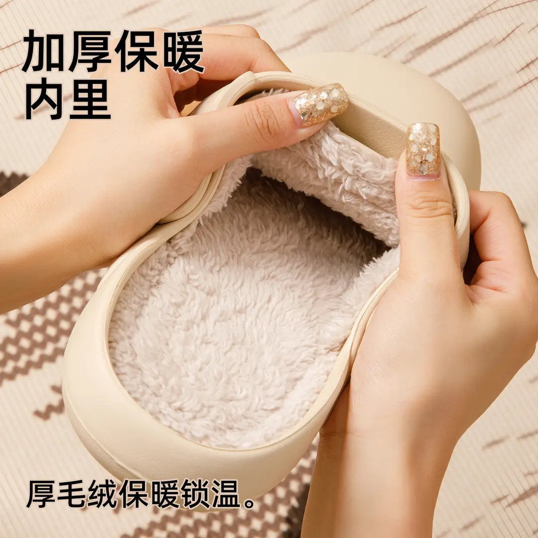 Birkenstock-Style Cotton Slippers for Women, Suitable for Outdoor Wear, Winter 2026 New Model, Non-Slip, Thick-Soled, Plush, Warm, Waterproof, Closed-Toe Cotton Slippers for Men, Winter - Image 5