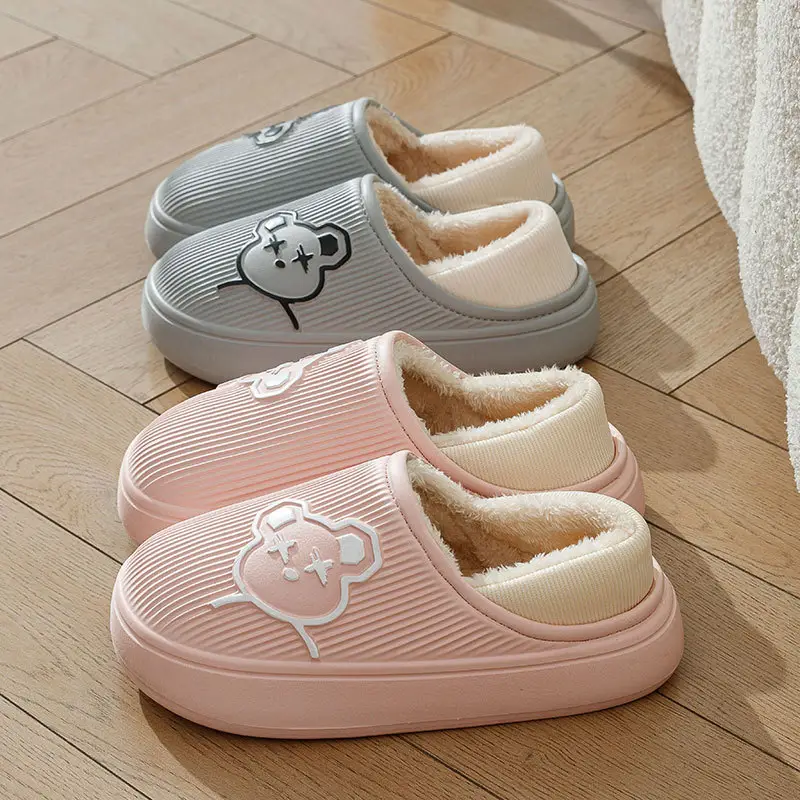 Women Cotton Slippers Winter Fleece Lined White - Image 10