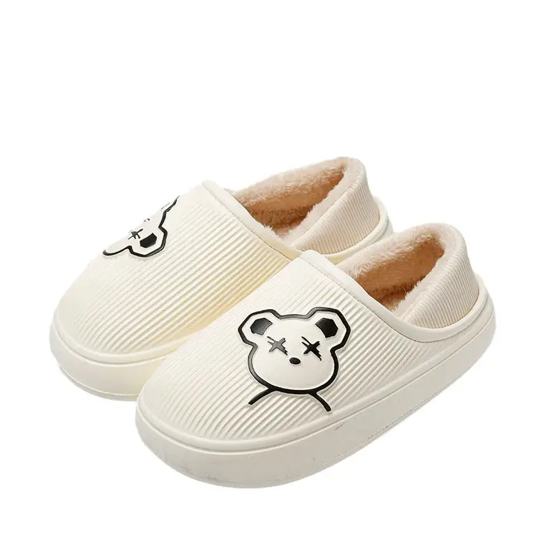Women Cotton Slippers Winter Fleece Lined White - Image 11